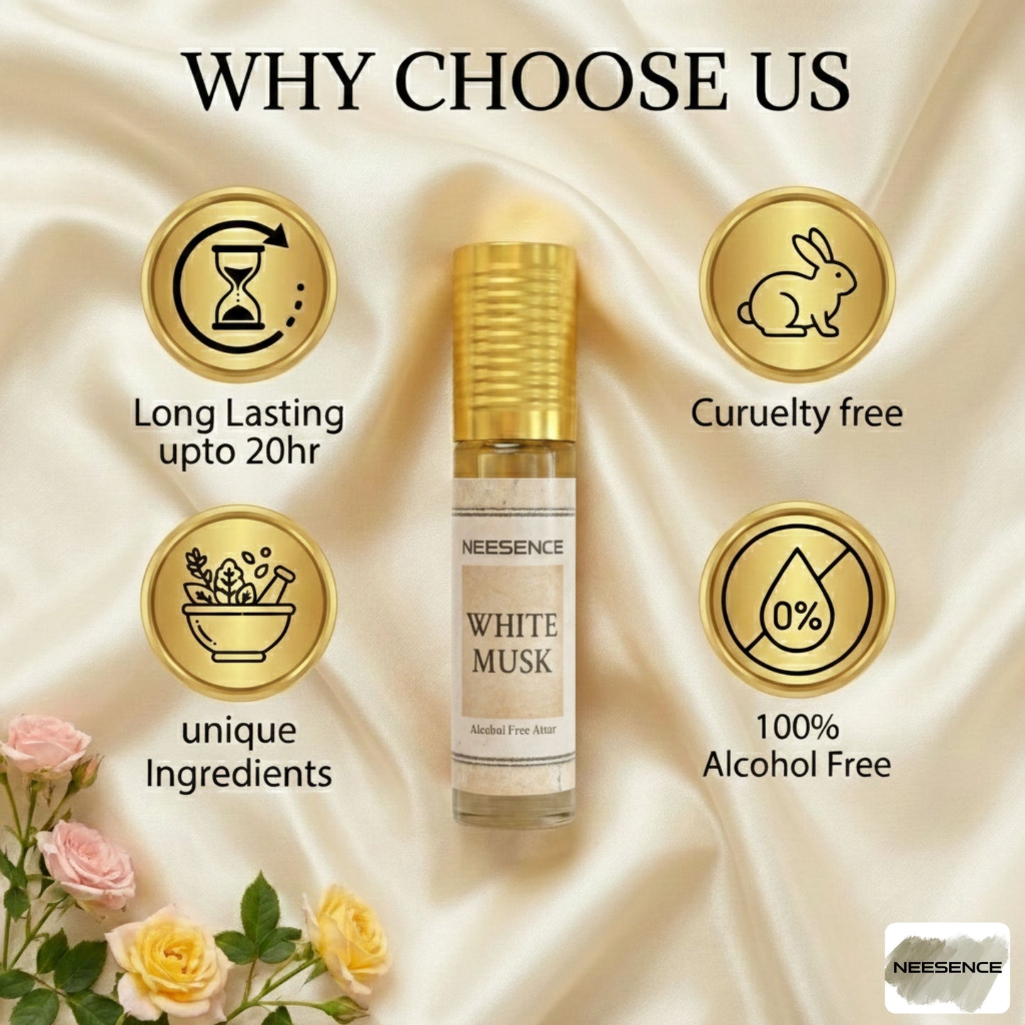 White Musk Attar Oil 12Ml | Arabic Itra Roll On Etar Oils For Men And Women