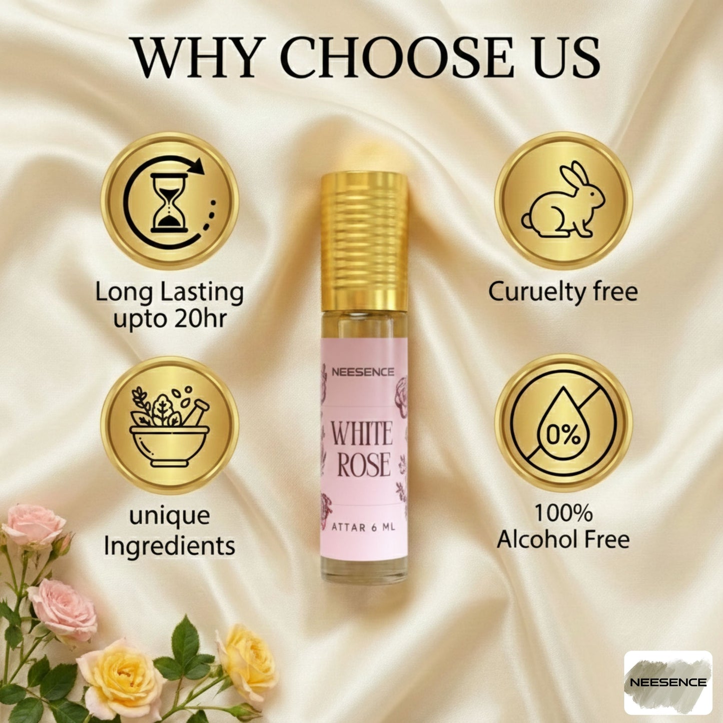 White Rose Attar Oil 6Ml | Arabic Itra Roll On Etar Oils For Men And Women