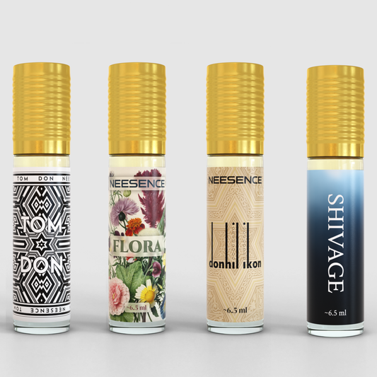 NEESENCE Luxury Attar Combo Set 6.5ml each Pack of 4 | Super Long Lasting 100% Alcohol Free & Pure | Best For Men Women Itra | SRK Special Luxury Perfume Oil