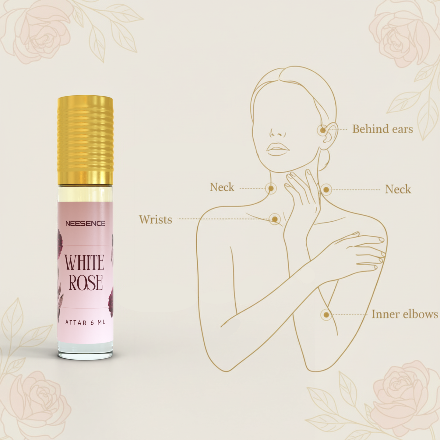 White Rose Attar Oil 6Ml | Arabic Itra Roll On Etar Oils For Men And Women