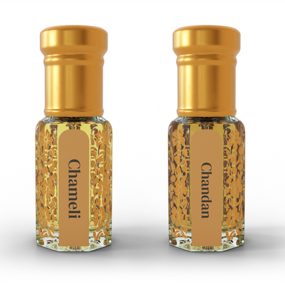 Chandan & Chameli | 12 ML Pack of 2, 6ml Each | Attar By NEESENCE Alcohol Free Luxury ittar