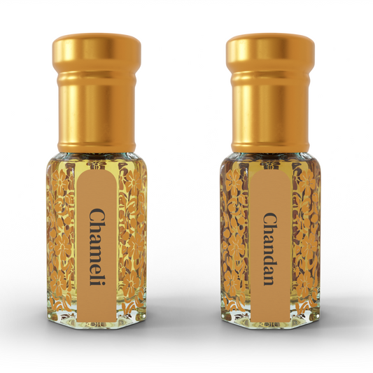 Chandan & Chameli | 12 ML Pack of 2, 6ml Each | Attar By NEESENCE Alcohol Free Luxury ittar