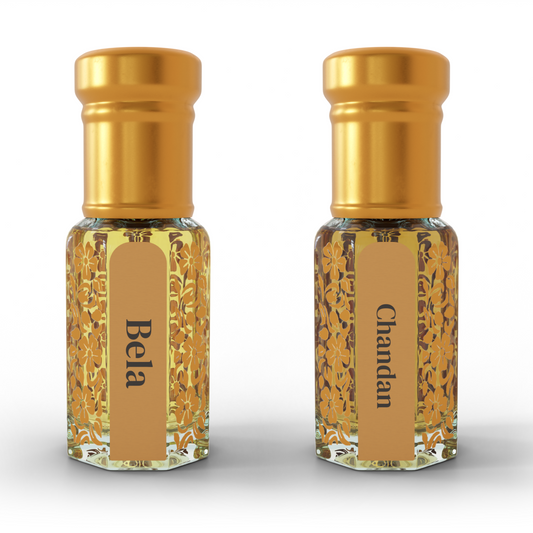 Chandan & bela | 12 ML Pack of 2, 6ml Each | Attar By NEESENCE Alcohol Free Luxury ittar