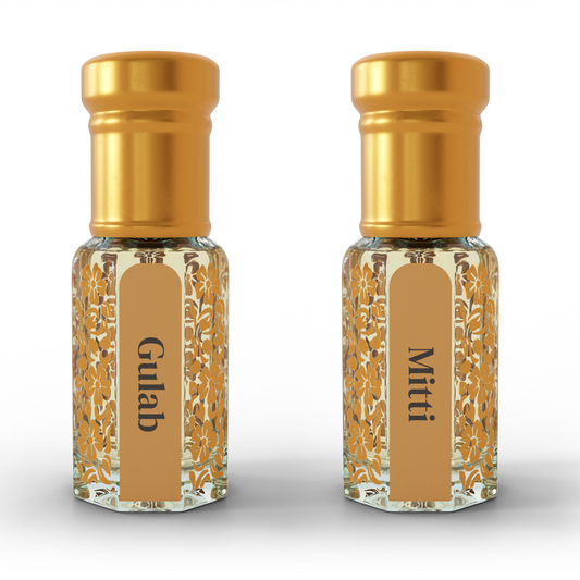 Gulab & Mitti | 12 ML Pack of 2, 6ml Each | Attar By Noman Alcohol Free Luxury ittar