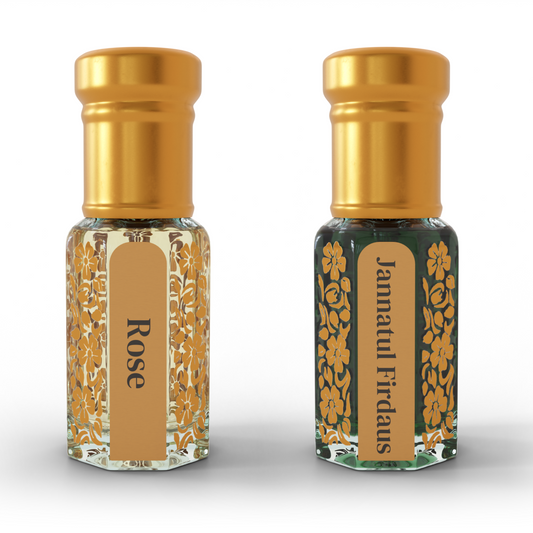 Rose & Jannatul Firdaus | 12 ML Pack of 2, 6ml Each | Attar By NEESENCE Alcohol Free Luxury ittar