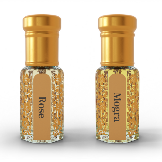 Rose & Mogra | 12 ML Pack of 2, 6ml Each | Attar By NEESENCE Alcohol Free Luxury ittar