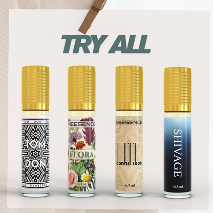 NEESENCE Luxury Attar Combo Set 6.5ml each Pack of 4 | Super Long Lasting 100% Alcohol Free & Pure | Best For Men Women Itra | SRK Special Luxury Perfume Oil