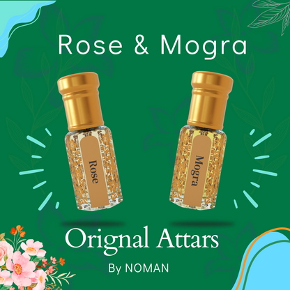 Rose & Mogra | 12 ML Pack of 2, 6ml Each | Attar By NEESENCE Alcohol Free Luxury ittar