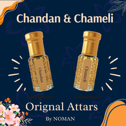 Chandan & Chameli | 12 ML Pack of 2, 6ml Each | Attar By NEESENCE Alcohol Free Luxury ittar