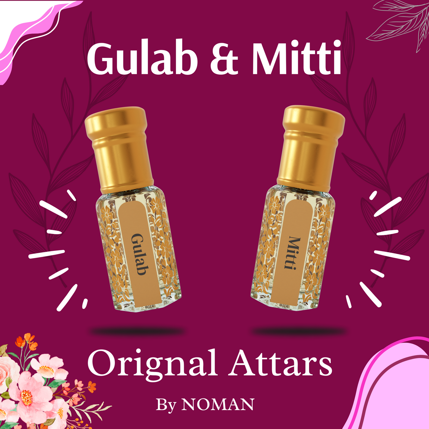 Gulab & Mitti | 12 ML Pack of 2, 6ml Each | Attar By Noman Alcohol Free Luxury ittar