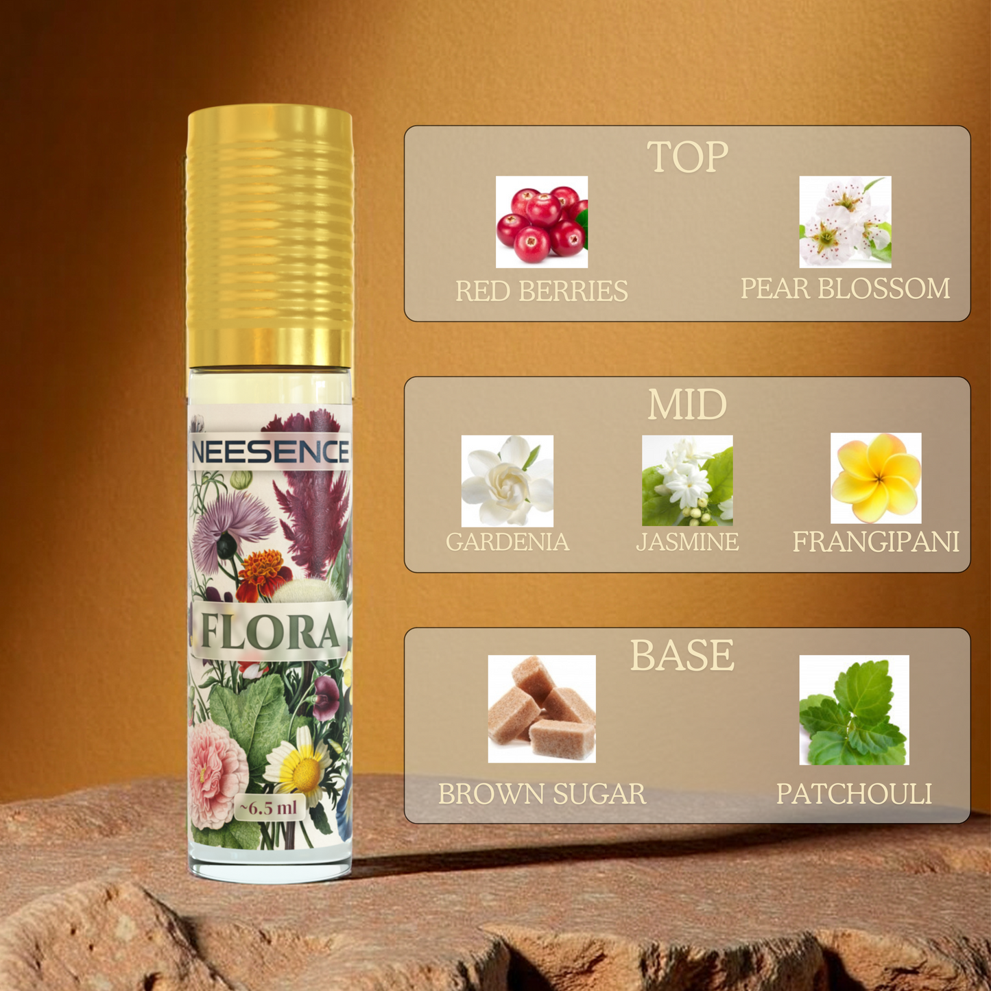NEESENCE Flora Luxury Attar 6.5ml | Super Long Lasting 100% Alcohol Free & Pure | Best For Men Women Itra | Luxury Perfume Oil