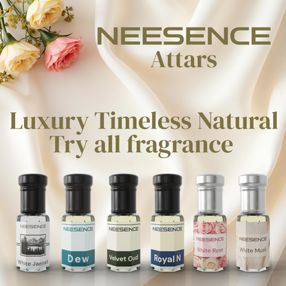 NEESENCE Luxury Attar Combo Set 6.5ml each Pack of 4 | Super Long Lasting 100% Alcohol Free & Pure | Best For Men Women Itra | SRK Special Luxury Perfume Oil