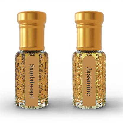 Sandalwood & Jasmine | 12 ML Pack of 2, 6ml Each | Attar By NEESENCE Alcohol Free Luxury ittar
