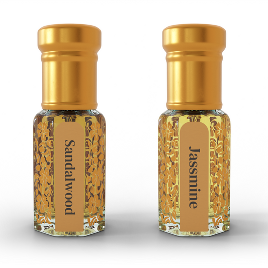 Sandalwood & Jasmine | 12 ML Pack of 2, 6ml Each | Attar By NEESENCE Alcohol Free Luxury ittar