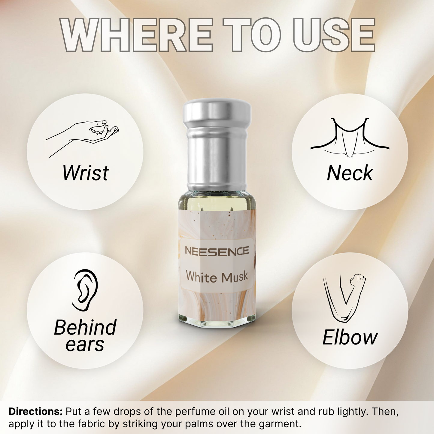 White Musk Attar by NEESENCE 12ml Concentrated Elegant Scent 100% Alcohol-Free