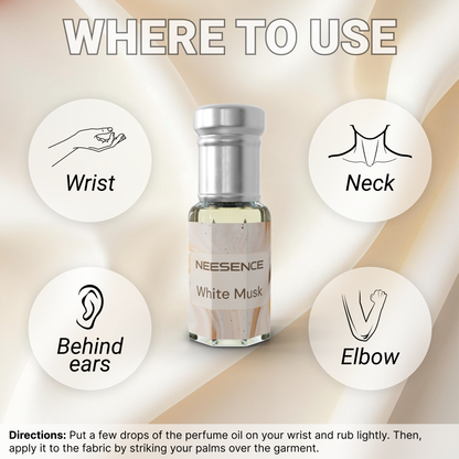 White Musk Attar by NEESENCE 12ml Concentrated Elegant Scent 100% Alcohol-Free